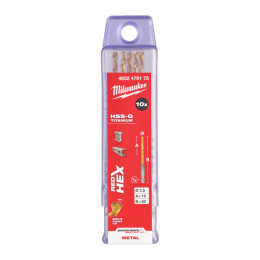 Свердло по металу RedHEX SHOCKWAVE HSS-TiN MILWAUKEE, діаметр 2,5х62х19мм, (10шт), пластикова коробка