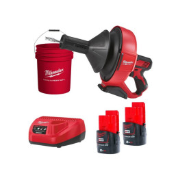 Машина прочистна акумуляторна MILWAUKEE, M12 BDC6-202C, трос 6м (зарядний пристрій С12 С , 2 акумулятори М12 В2 2Аг, відро, карт