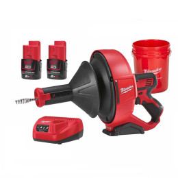 Машина прочистна акумуляторна MILWAUKEE, M12 BDC8-202C, трос 8м (зарядний пристрій С12 С , 2 акумулятори М12 В2 2Аг, відро, карт
