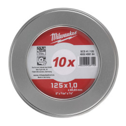 Диск відрізний по металу MILWAUKEE, SCS 41/125х1,5 PRO+, діаметр 125мм, (10шт) металевий футляр