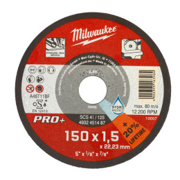 Диск відрізний по металу MILWAUKEE, SCS 41/150х1,5 PRO+, діаметр 150мм