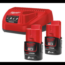 Енергокомплект Li-Ion MILWAUKEE, M12 NRG-202 (зарядний пристрій С12, 2 акумулятори В2 2Аг, картонне пакуванння)