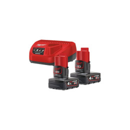 Енергокомплект Li-Ion MILWAUKEE, M12 NRG-402 (зарядний.пристрій С12 С, 2 акумулятори М12 В4 4Аг, картонне пакуванння)