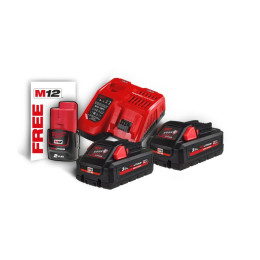 Енергокомплект Li-Ion MILWAUKEE, M18 HNRG-302 (зарядний пристрій M12-18FC, 2 акумулятори М18 HВ3 3Аг, картонне пакування) + акум