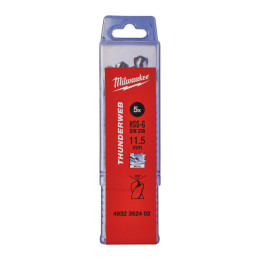 Свердло по металу THUNDERWEB HSS-G MILWAUKEE DIN338, діаметр 11,5x142х94мм, (5шт), пластикова коробка