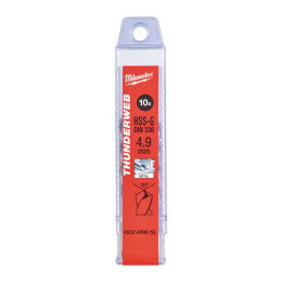 Свердло по металу THUNDERWEB HSS-G MILWAUKEE DIN338, діаметр 4,9х86х52мм, (10шт), пластикова коробка