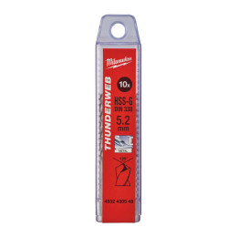Свердло по металу THUNDERWEB HSS-G MILWAUKEE DIN338, діаметр 5,2x86х52мм, (10шт) пластикова коробка