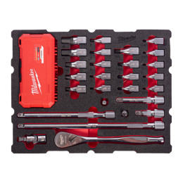 Ложемент для ящиків з полицями PACKOUT MILWAUKEE з головками TORX і HEX і тріскачкою 1/2'' (67шт)