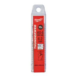 Свердло по металу THUNDERWEB HSS-G MILWAUKEE DIN338, діаметр 6,2x101х63мм, (10шт), пластикова коробка