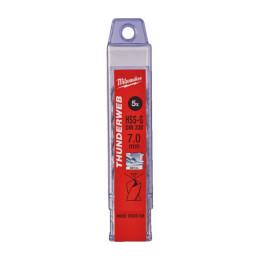Свердло по металу THUNDERWEB HSS-G MILWAUKEE DIN338, діаметр 7,0x109х69мм, (5шт), пластикова коробка