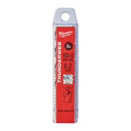 Свердло по металу THUNDERWEB HSS-G MILWAUKEE DIN338, діаметр 8,2x117х75мм, (5шт), пластикова коробка