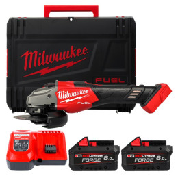 Шліфмашина кутова - болгарка акумуляторна безщіткова MILWAUKEE, M18 FHSAG125XB2-802X, 1800Вт діаметр 125мм (зарядний пристрій M1