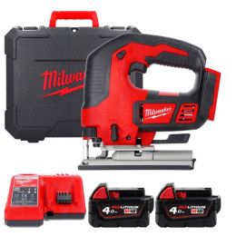Лобзик акумуляторний MILWAUKEE, M18 BJS-402С (зарядний пристрій М12-18 С, 2 акумулятори М18 В4 4 Аг, аксесуари, кейс)