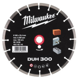 Диск алмазний MILWAUKEE DUH 300, діаметр 300мм (залізобетон, цегла)