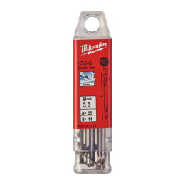 Свердло по металу HSS-G MILWAUKEE, DIN 1412 C, діаметр 3,3х49х12мм, двостороннє, (10шт), пластикова коробка