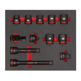 Ложемент з головками ShW 3/4'' STD MILWAUKEE, (12шт) (45х536х417мм) для візків