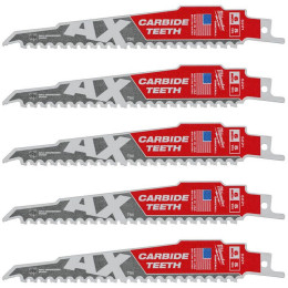 Полотно для шабельних пил AX CARBIDE MILWAUKEE, 150х5мм, (5шт), (деревина з цвяхами)