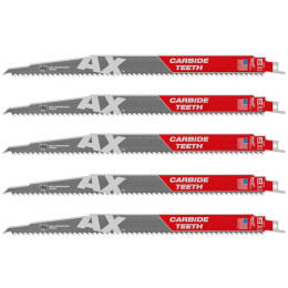 Полотно для шабельних пил AX CARBIDE MILWAUKEE, 300х5мм, (5шт), (деревина з цвяхами)