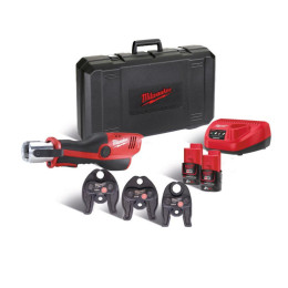 Обтискач гідравлічний акумуляторний для труб MILWAUKEE M12 HPT-202C U-SET (зарядний пристрій С12 С, 2 акумулятори М12 В2 2Аг, ак