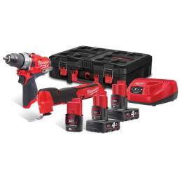 Набір з 2 інструментів акумуляторних безщіткових MILWAUKEE M12 FPP2AX-423P (зарядний пристрій С12 С, 2 акумулятори М12 В4 4Аг, 1