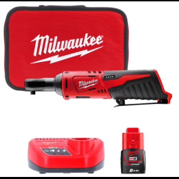 Гайкокрут кутовий акумуляторний 1/4" MILWAUKEE, M12 IR-201B, 40Нм (+ заряд.пристрій, 1 акум.Х 2Аг, сумка для інструментів)