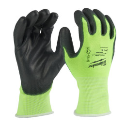 Рукавиці робочі сигнальні Hi-Vis MILWAUKEE, з опором порізам 1/A рівня, розмір 7/S