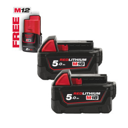 Набір акумуляторів MILWAUKEE, M18 B52 (2 акумулятори М18 В5 5Ач)
