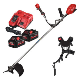 Коса акумуляторна безщіткова MILWAUKEE, M18 FBCU-802 (зарядний пристрій М12-18 FC, 2 акумулятори М18 НВ8 8Аг, ніж з 4 лезами, кл