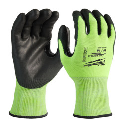 Рукавиці робочі сигнальні Hi-Vis MILWAUKEE, з опором порізам 3/C рівня, розмір 8/M