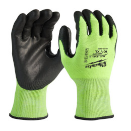 Рукавиці робочі сигнальні Hi-Vis MILWAUKEE, з опором порізам 3/C рівня, розмір 9/L, (144 пари)
