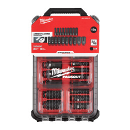 Набір головок ударних ShW 3/8" STD PACKOUT MILWAUKEE, подовжених, (6-24) (19шт) пластиковий органайзер