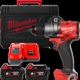 Дриль-шуруповерт акумуляторний безщітковий MILWAUKEE, M18 FDD3-502X, 158Нм (зарядний пристрій М12-18 FC, 2 акумулятори М18 В5 5А