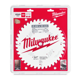 Диск пиляльний по дереву для торцювальних пил PFTE MILWAUKEE, діаметр 250х30х2,8мм, 40 зуб.