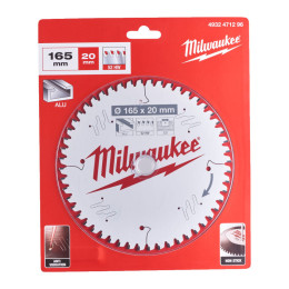 Диск пиляльний по алюмінію Alu PFTE MILWAUKEE, діаметр 165х20х2,2мм, 52 зуб.