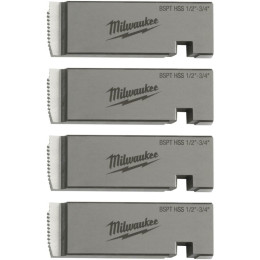 Плашки для нарезання резьбы MILWAUKEE, PTR2D 1/2'' - 3/4'' BSPT HS (4шт) для MXF PTR2