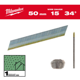 Цвяхи оцинковані з D-образною головкою MILWAUKEE, 15G/34 градуси/50мм, (2500шт)