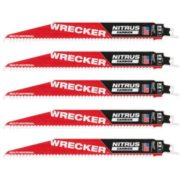 Полотно для шабельних пил WRECKER CARBIDE NITRUS MILWAUKEE, 300х4,2 мм, (5 шт.), (мультиматеріал)