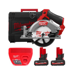 Пила дисковая аккумуляторная бесщеточная MILWAUKEE, M12 FCS442-502X, Ø140мм (ЗУ, 2х5Ач, HDкейс)