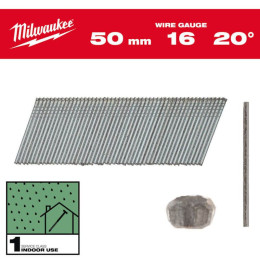 Гвозди оцинкованные с Т-образной головкой MILWAUKEE, 16G/20°/50мм, (2000шт)