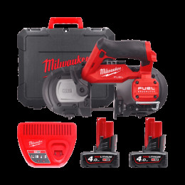 Пила стрічкова акумуляторна безщіткова MILWAUKEE, M12 FBS64-402C, 64мм  (зарядний пристрій С12 С, 2 акумулятори М12 В4 4Аг, поло