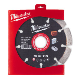 Диск алмазний MILWAUKEE DUH 115, діаметр 115мм (залізобетон, цегла)