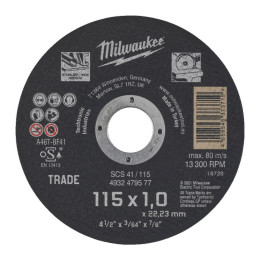 Диск відрізний по металу MILWAUKEE, SCS 41/115x1, діаметр 125мм NEW
