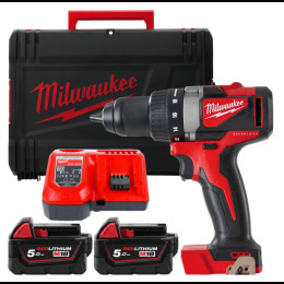 Дриль-шуруповерт акумуляторний безщітковий MILWAUKEE, M18 BLDD2-502X, 82Нм (зарядний пристрій М12-18 FС, 2 акумулятори М18 В5 5А
