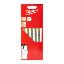 Полотна для лобзиків T301CD MILWAUKEE, 105х3,0мм, (5шт), (деревина, чистий різ)