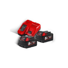 Енергокомплект MILWAUKEE M18 NRG-502 (зарядний пристрій M12-18C, 2 акумулятори М18 В5 5Аг, картонне пакування)