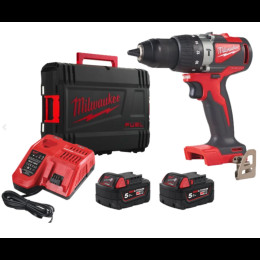 Дриль-шуруповерт з ударом акумуляторний безщітковий MILWAUKEE, M18 BLPD2-502X (зарядний пристрій М12-18 FС, 2 акумулятори М18 В5