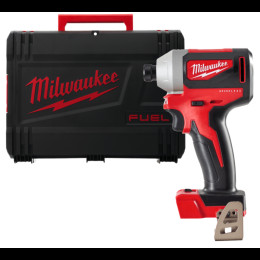 Шуруповерт ударний акумуляторний безщітковий 1/4" HEX MILWAUKEE, M18 BLID2-0X, 180Нм (каркас, кліпса для ременя, HDкейс)