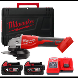 Шліфмашина кутова акумуляторна безщіткова MILWAUKEE, M18 BLSAG125X-402X, діаметр 125мм (зарядний.пристрій М12-18 С, 2 акумулятор