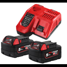 Енергокомплект Li-Ion MILWAUKEE, M18 NRG-502С (зарядний пристрій M12-18FC, 2 акумулятори М18 В5 5Аг)