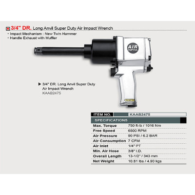 Пневмогайковерт TOPTUL 3/4" 1016N/m 6500 об/хв KAAB2475